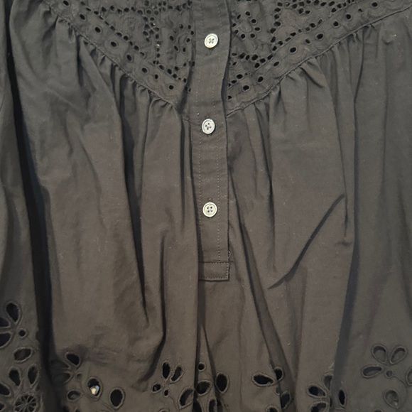 Madewell Black Eyelet Blouse Women Size L - Picture 2 of 8
